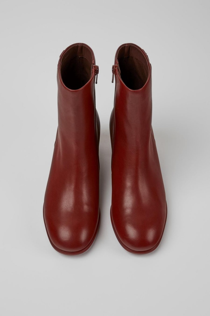 Botas Camper Katie Cuero Ankle Mujer Burdeos | IEWMT-3586