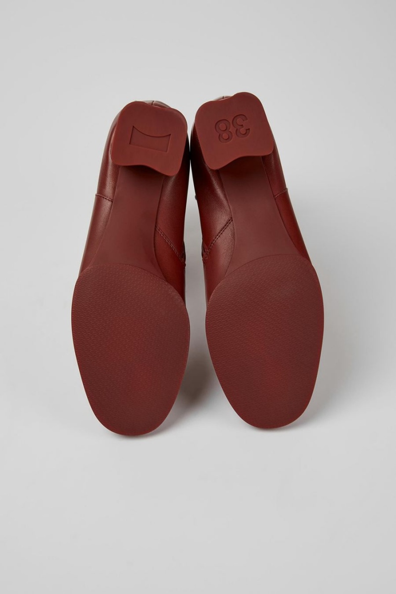 Botas Camper Katie Cuero Ankle Mujer Burdeos | IEWMT-3586