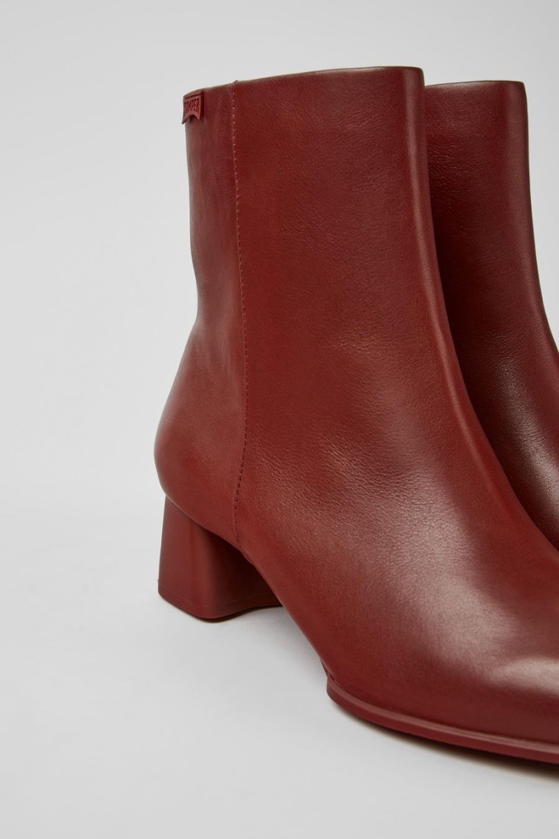 Botas Camper Katie Cuero Ankle Mujer Burdeos | IEWMT-3586