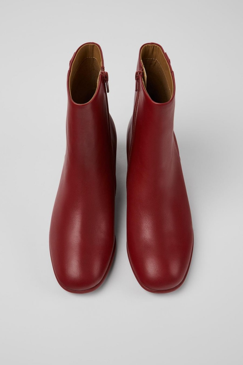 Botas Camper Katie Cuero Ankle Mujer Burdeos | BSZLX-9467
