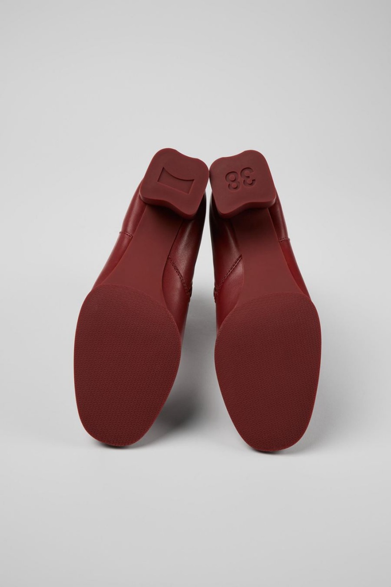 Botas Camper Katie Cuero Ankle Mujer Burdeos | BSZLX-9467