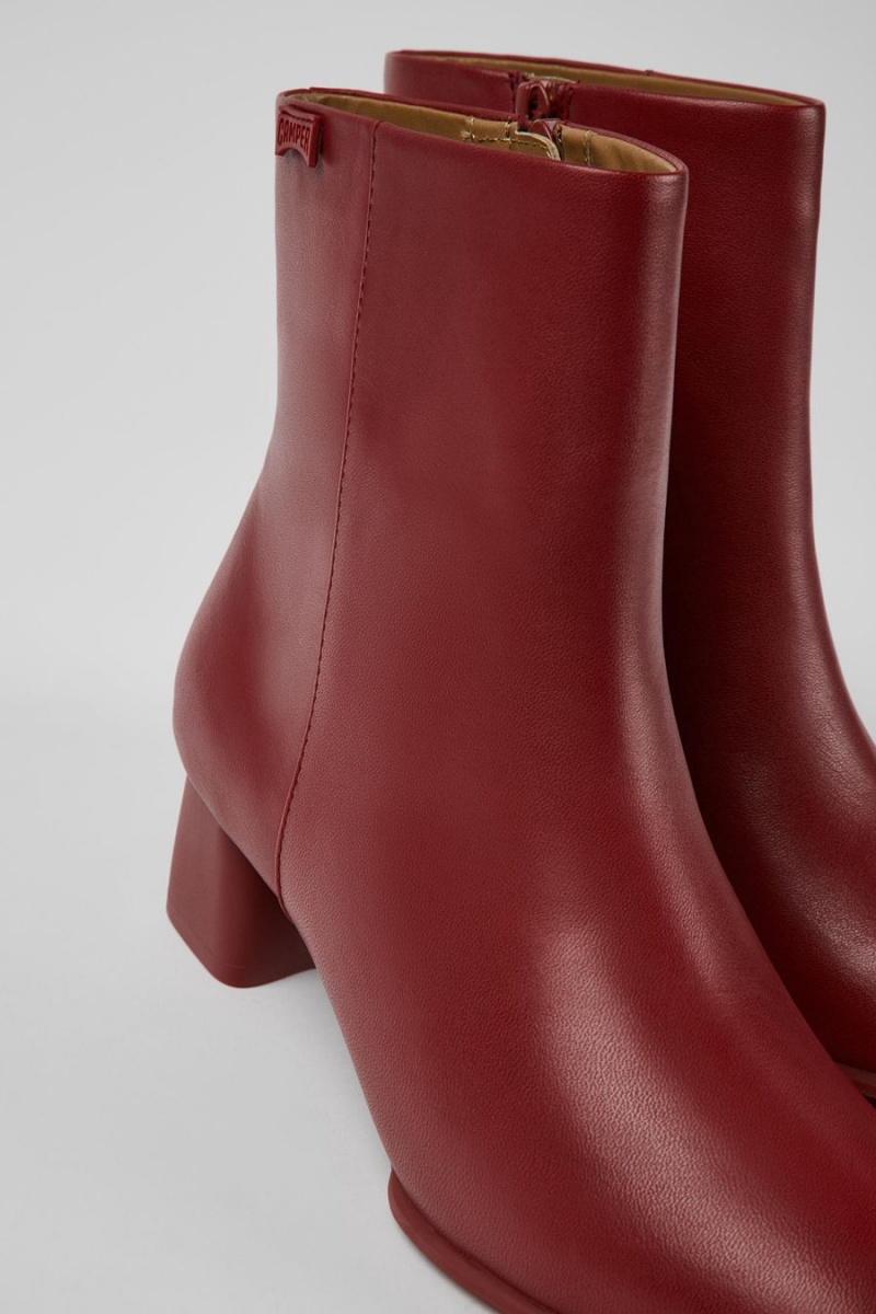 Botas Camper Katie Cuero Ankle Mujer Burdeos | BSZLX-9467