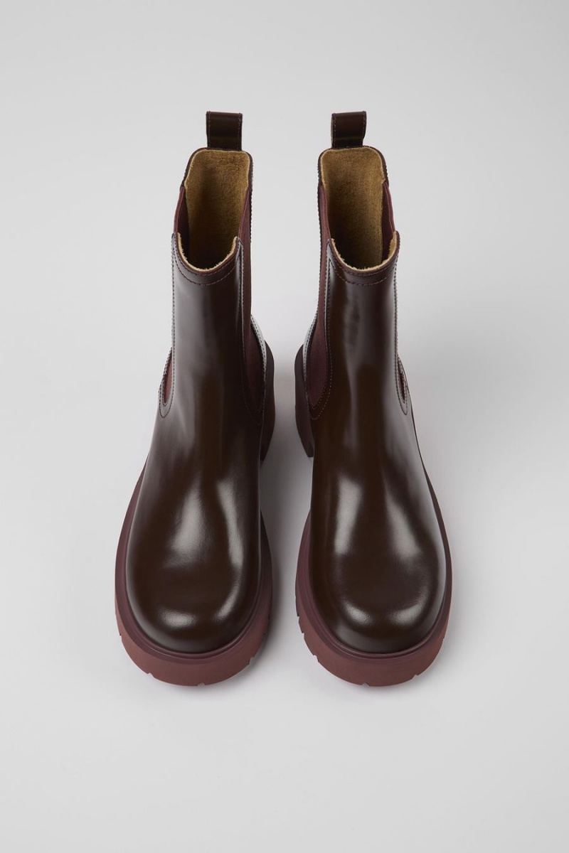 Botas Camper Milah Cuero Chelsea Mujer Burdeos | HXQVF-8269