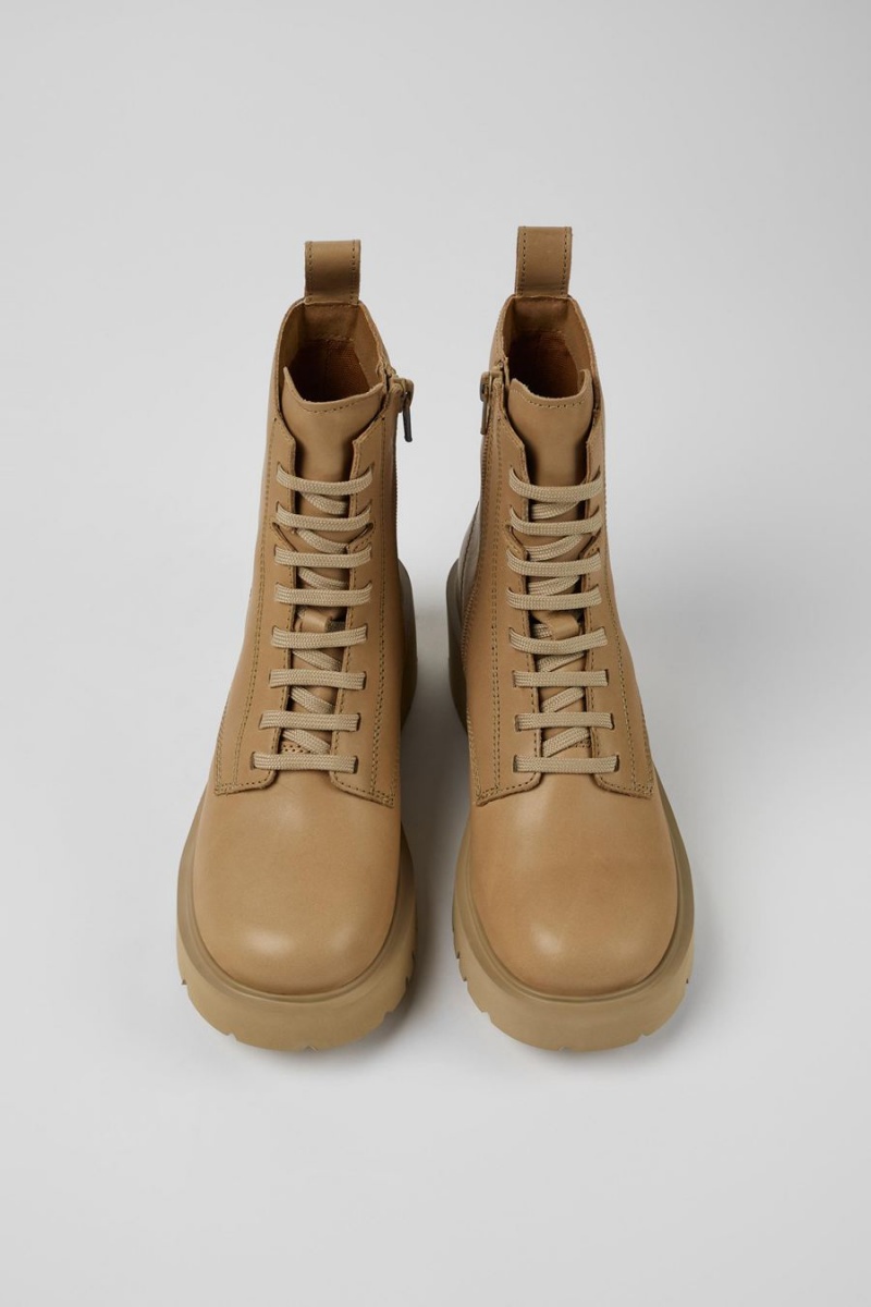 Botas Camper Milah Encaje up Mujer Beige | DYNCQ-5308