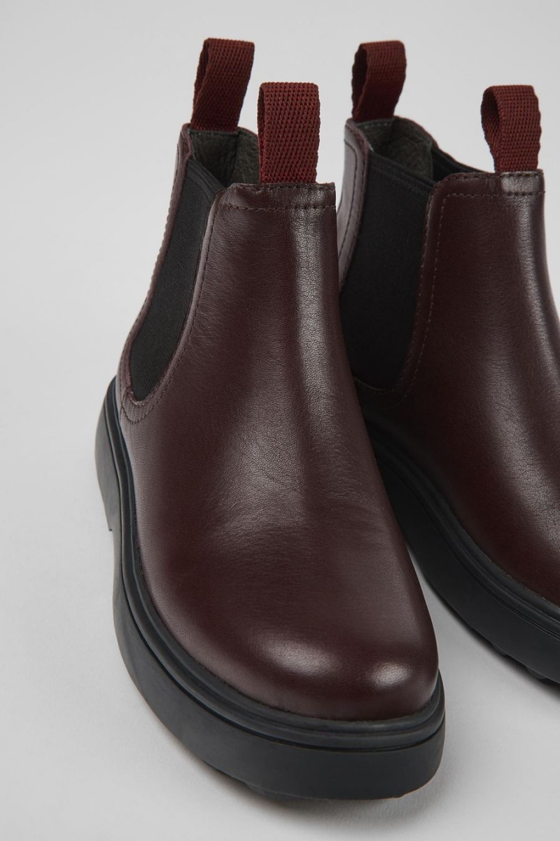 Botas Camper Norte Cuero Chelsea Niña Burdeos | DQGVM-5619