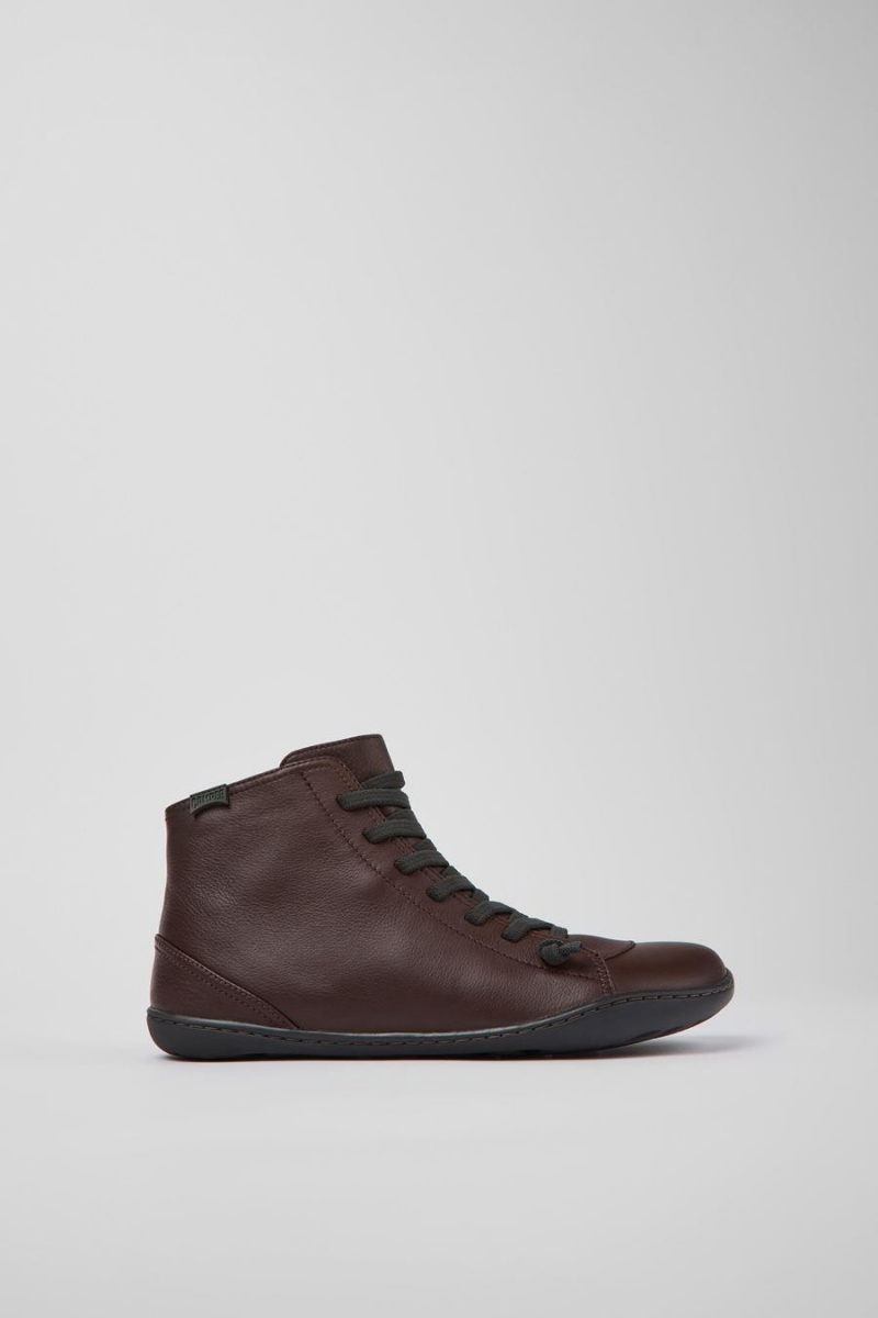 Botas Camper Peu Cuero Ankle Mujer Burdeos | IGBYO-3594