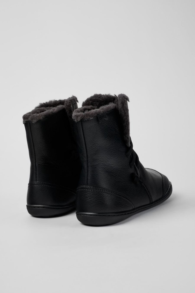 Botas Camper Peu Cuero Ankle Mujer Negras | JHDNZ-8473