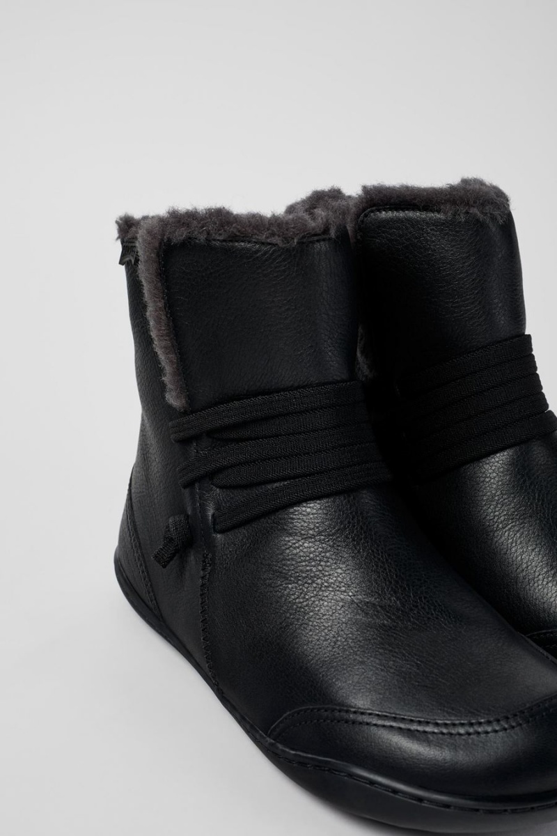 Botas Camper Peu Cuero Ankle Mujer Negras | JHDNZ-8473
