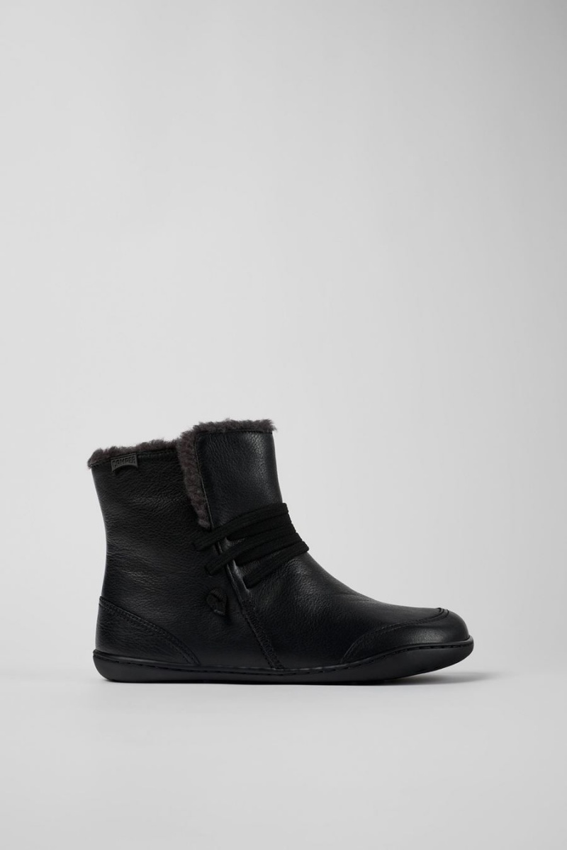Botas Camper Peu Cuero Ankle Mujer Negras | JHDNZ-8473