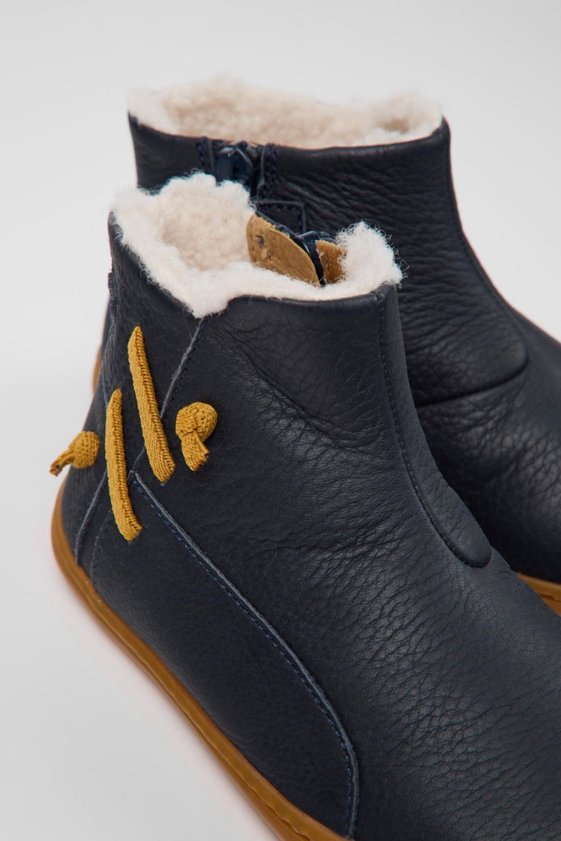 Botas Camper Peu Cuero Ankle Niña Azul Marino | XYMOJ-7248