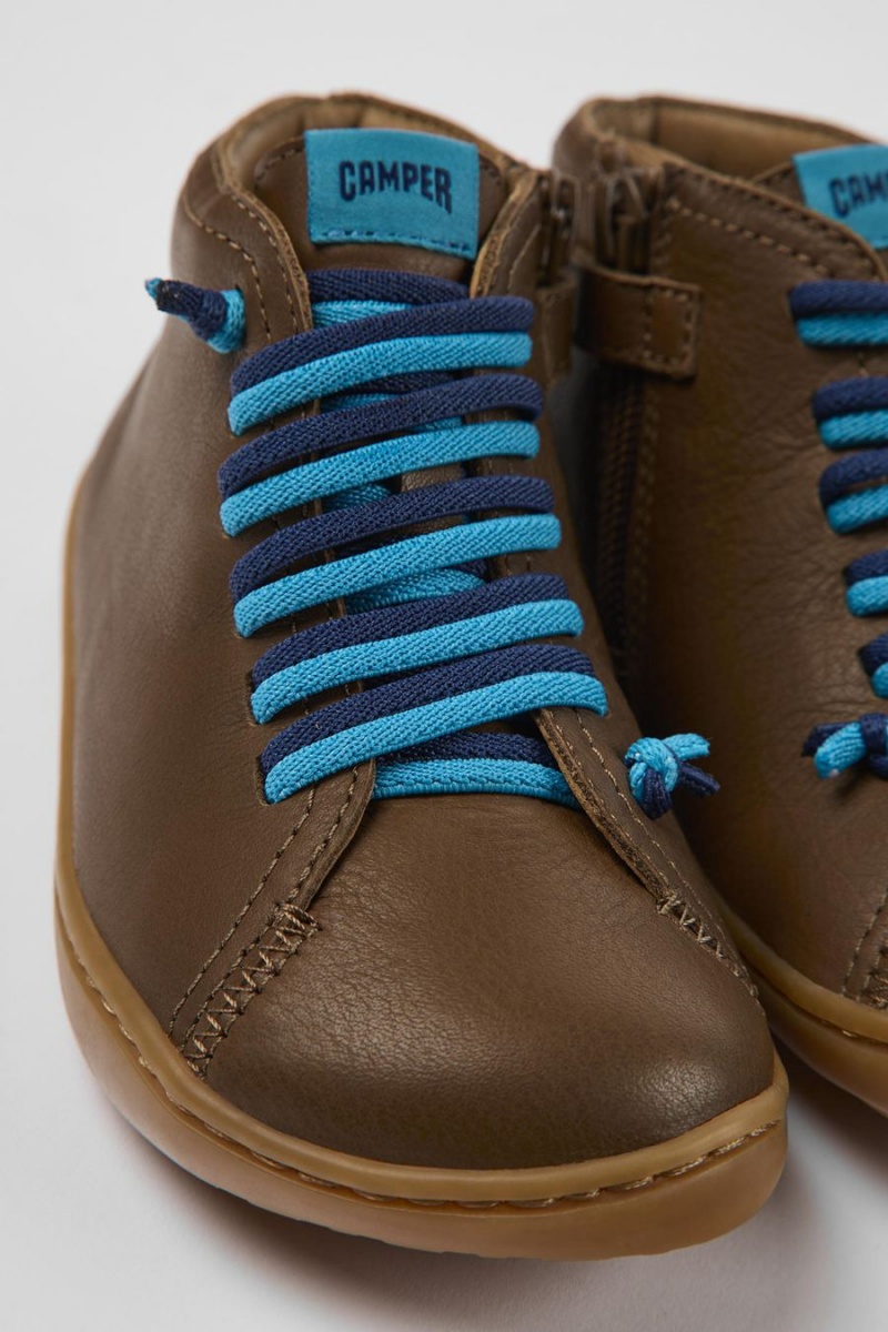 Botas Camper Peu Cuero Ankle Niña Marrones | LTCJH-1473