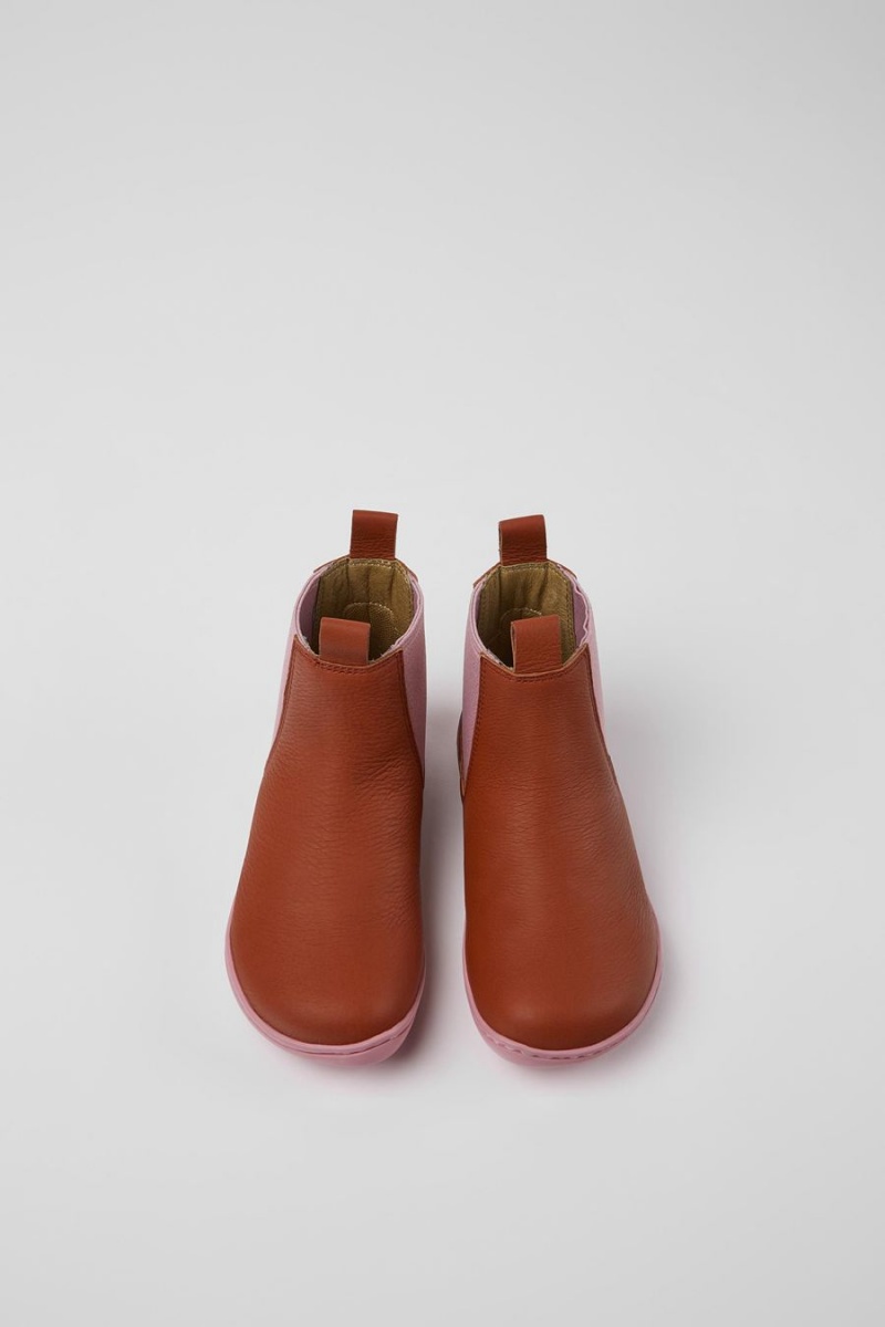 Botas Camper Peu Cuero Ankle Niña Rojas | JPRUW-7619