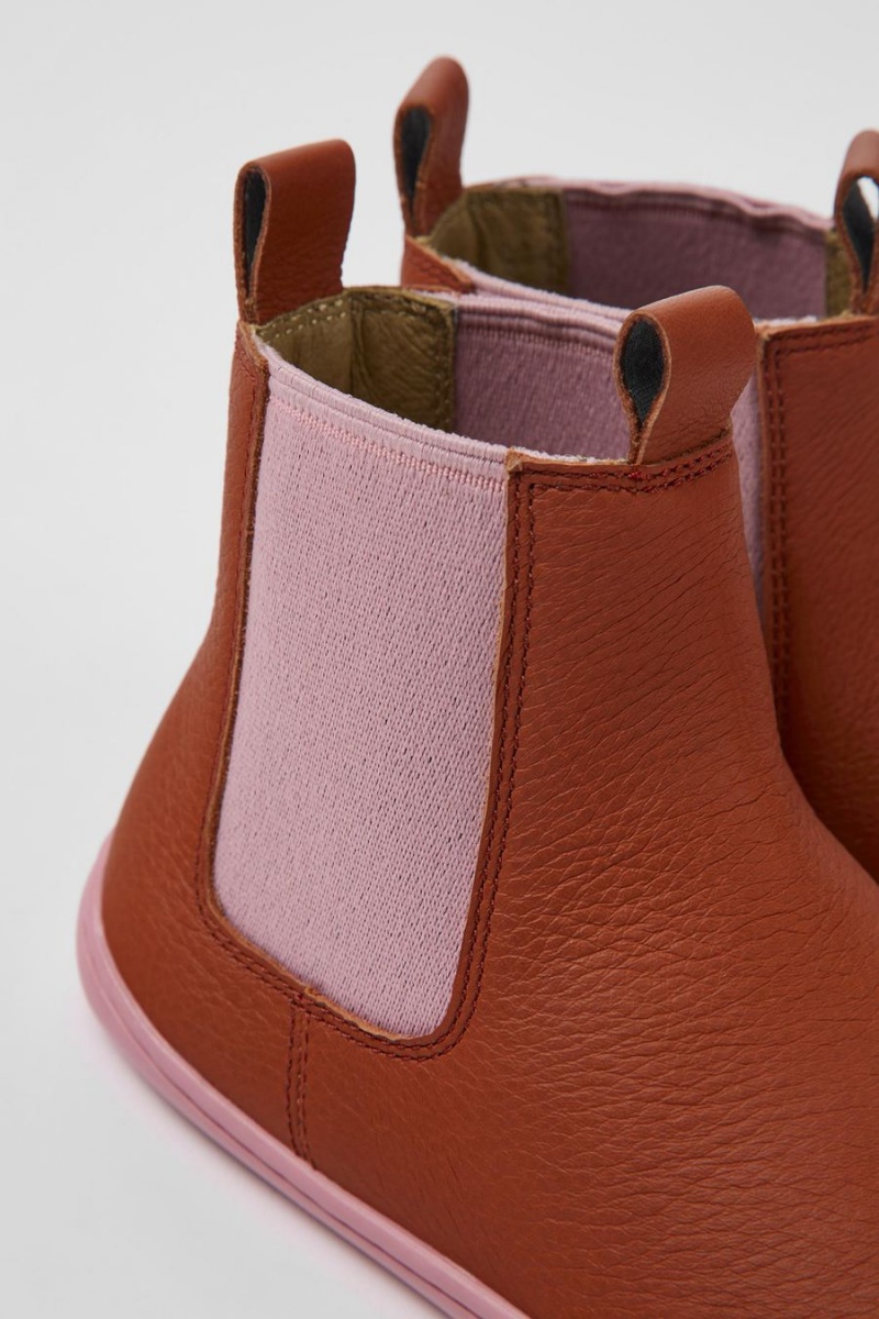 Botas Camper Peu Cuero Ankle Niña Rojas | JPRUW-7619