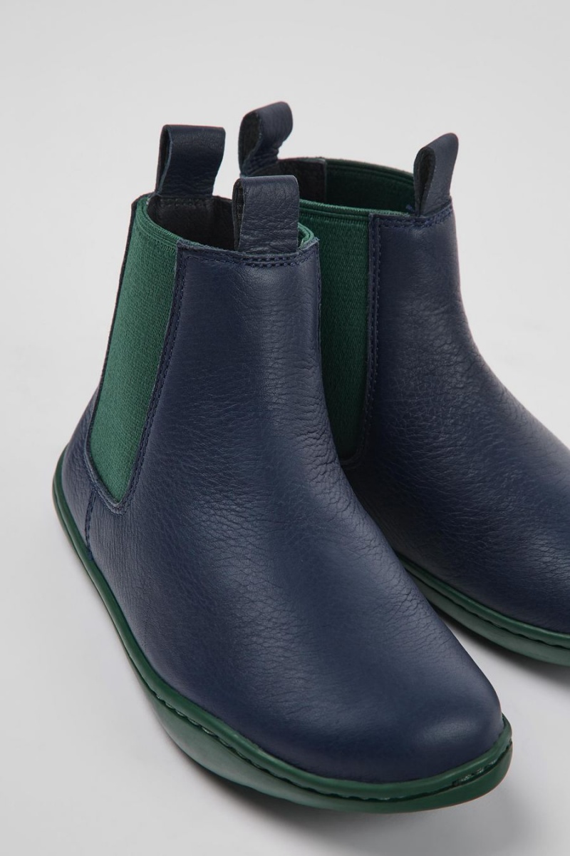 Botas Camper Peu Cuero Ankle Niño Azules | NUZGM-0539