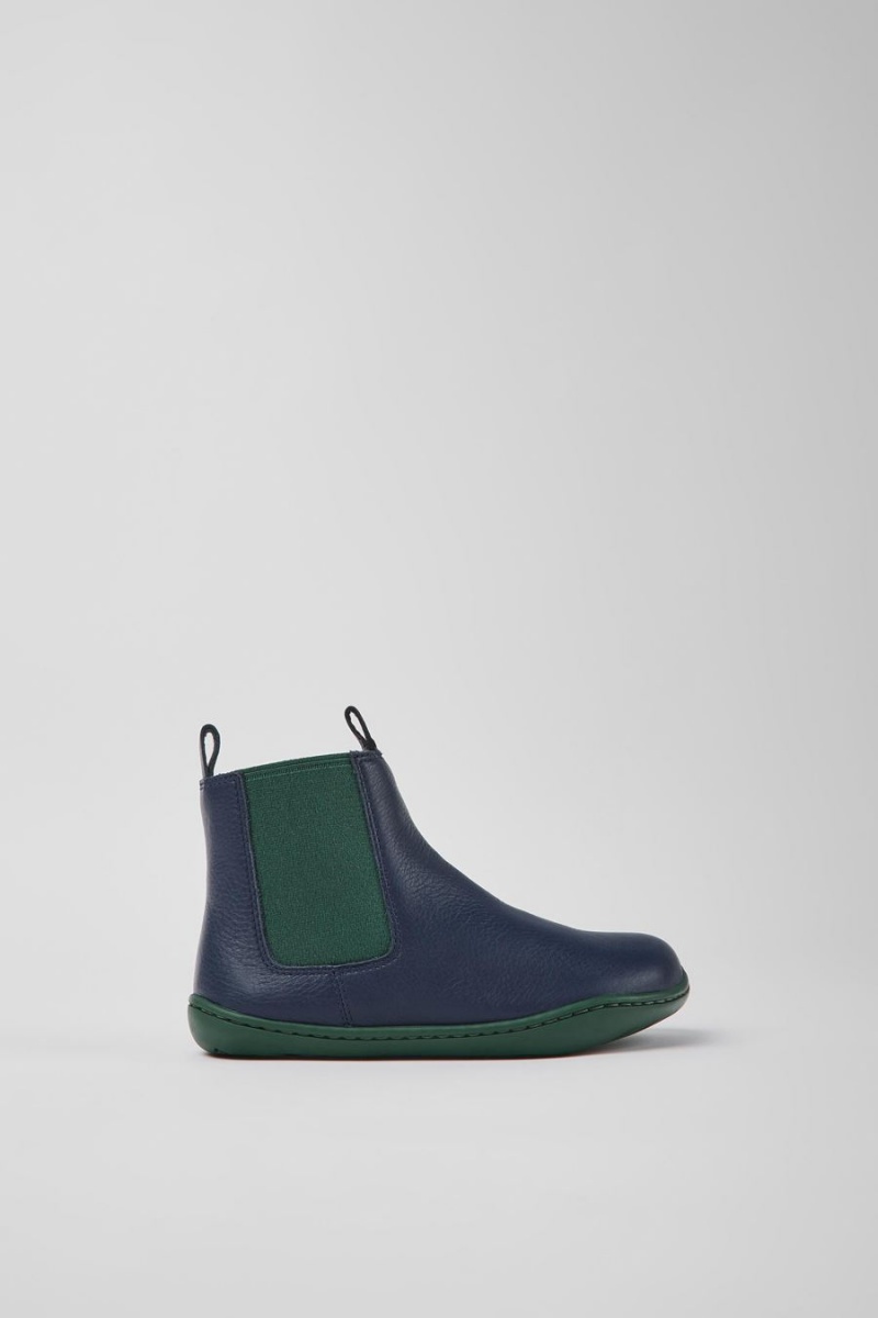 Botas Camper Peu Cuero Ankle Niño Azules | NUZGM-0539
