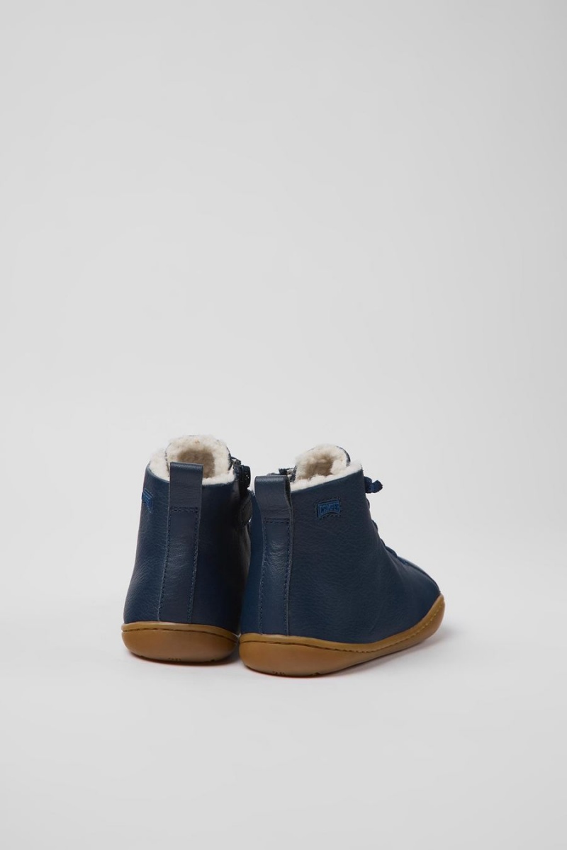 Botas Camper Peu Cuero Ankle Niño Azules | VRGDL-4397