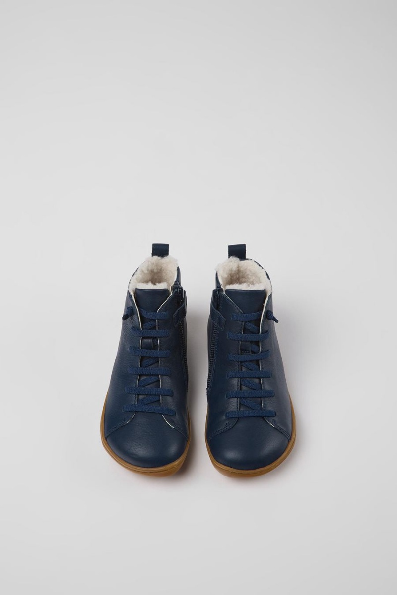 Botas Camper Peu Cuero Ankle Niño Azules | VRGDL-4397