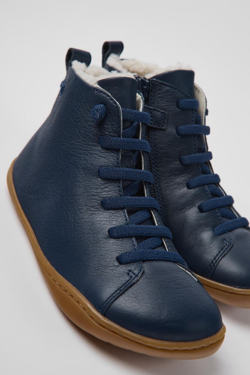 Botas Camper Peu Cuero Ankle Niño Azules | VRGDL-4397