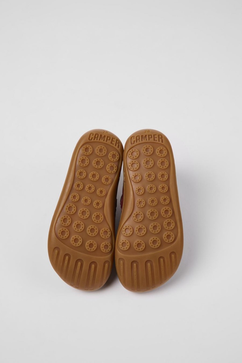 Botas Camper Peu Cuero Ankle Niño Burdeos | QJMGZ-2361