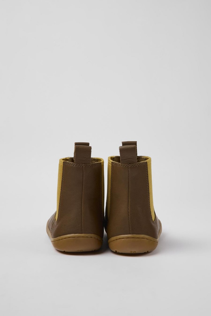 Botas Camper Peu Cuero Ankle Niño Marrones | ACBZH-9485