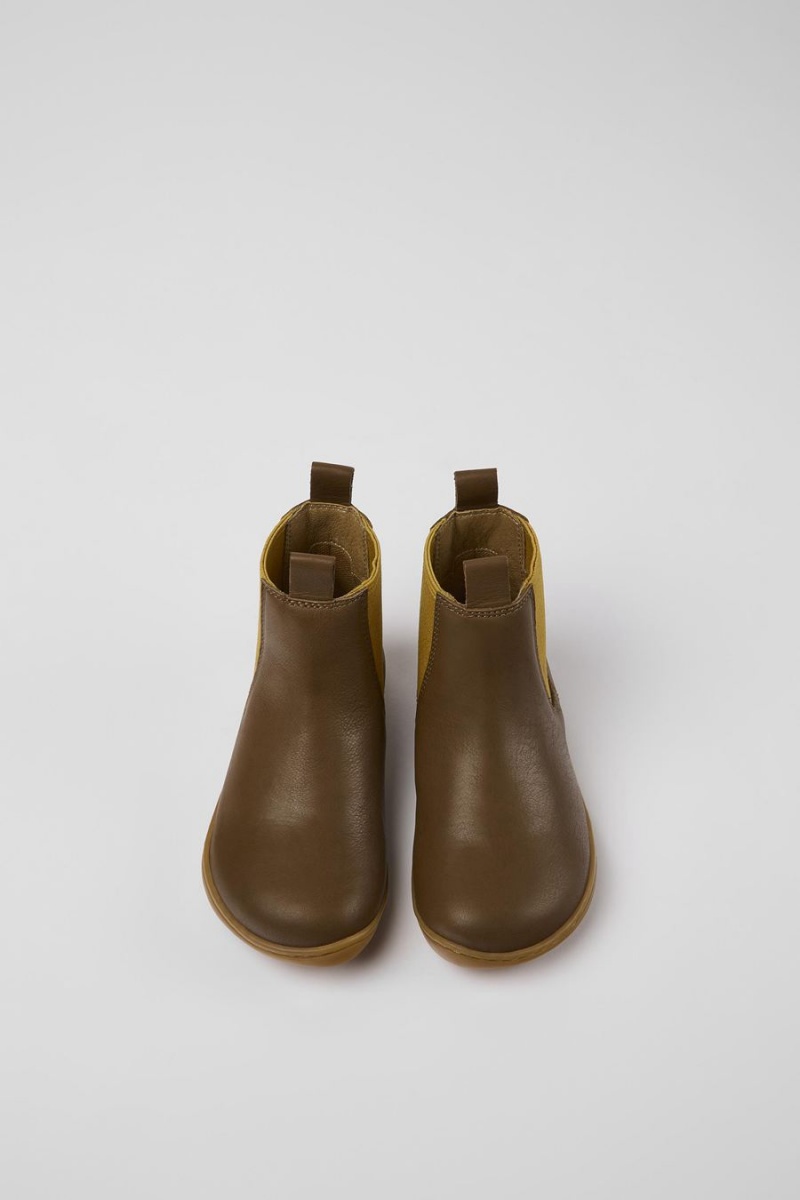Botas Camper Peu Cuero Ankle Niño Marrones | ACBZH-9485
