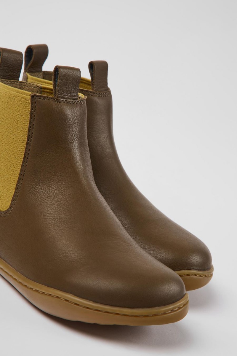 Botas Camper Peu Cuero Ankle Niño Marrones | ACBZH-9485