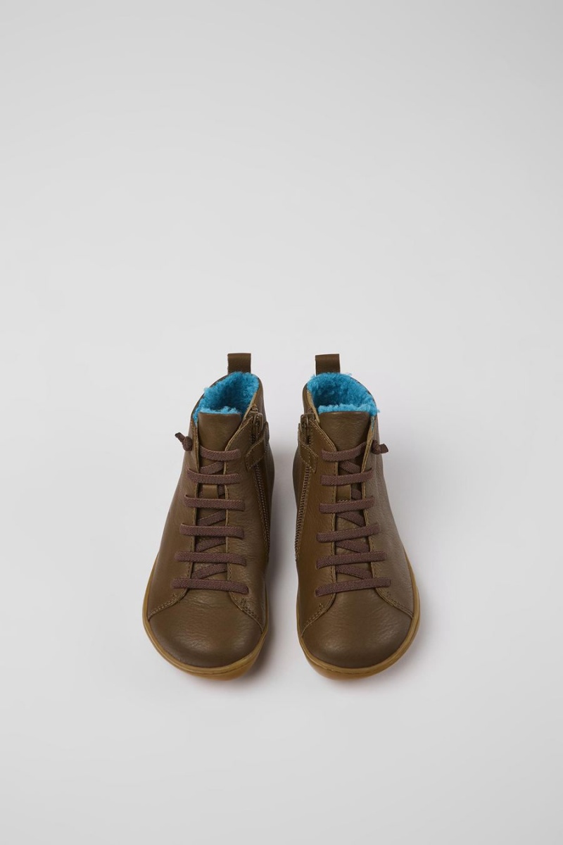 Botas Camper Peu Cuero Ankle Niño Marrones | VNTSW-5803