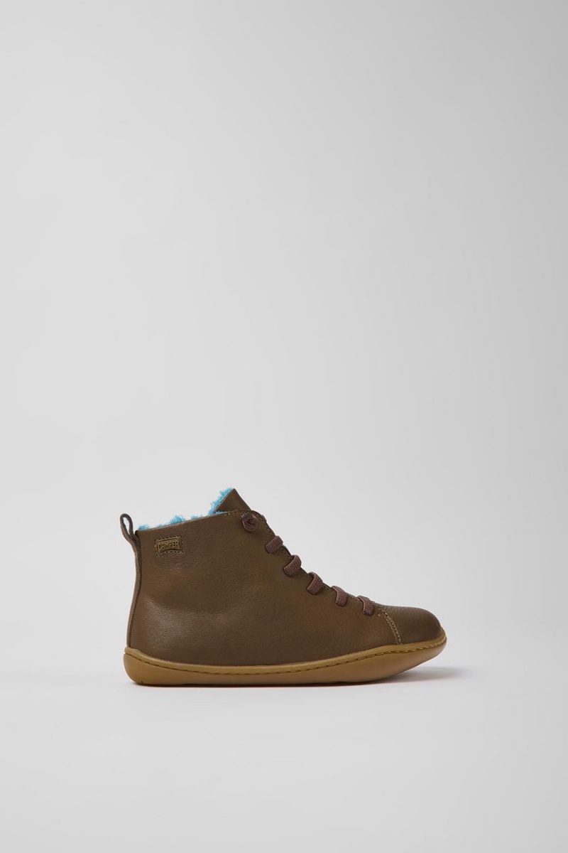 Botas Camper Peu Cuero Ankle Niño Marrones | VNTSW-5803