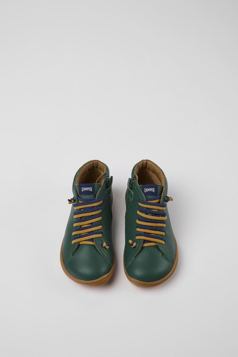 Botas Camper Peu Cuero Ankle Niño Verde | DUOQB-5136