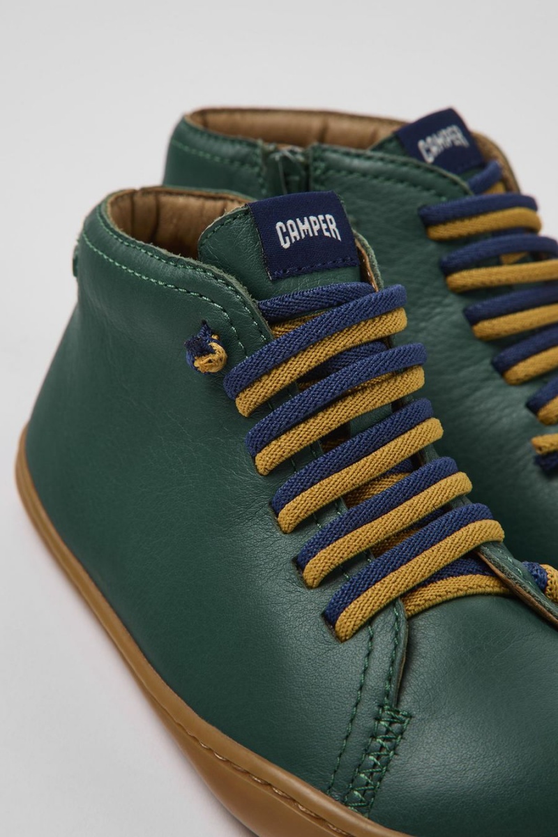 Botas Camper Peu Cuero Ankle Niño Verde | DUOQB-5136