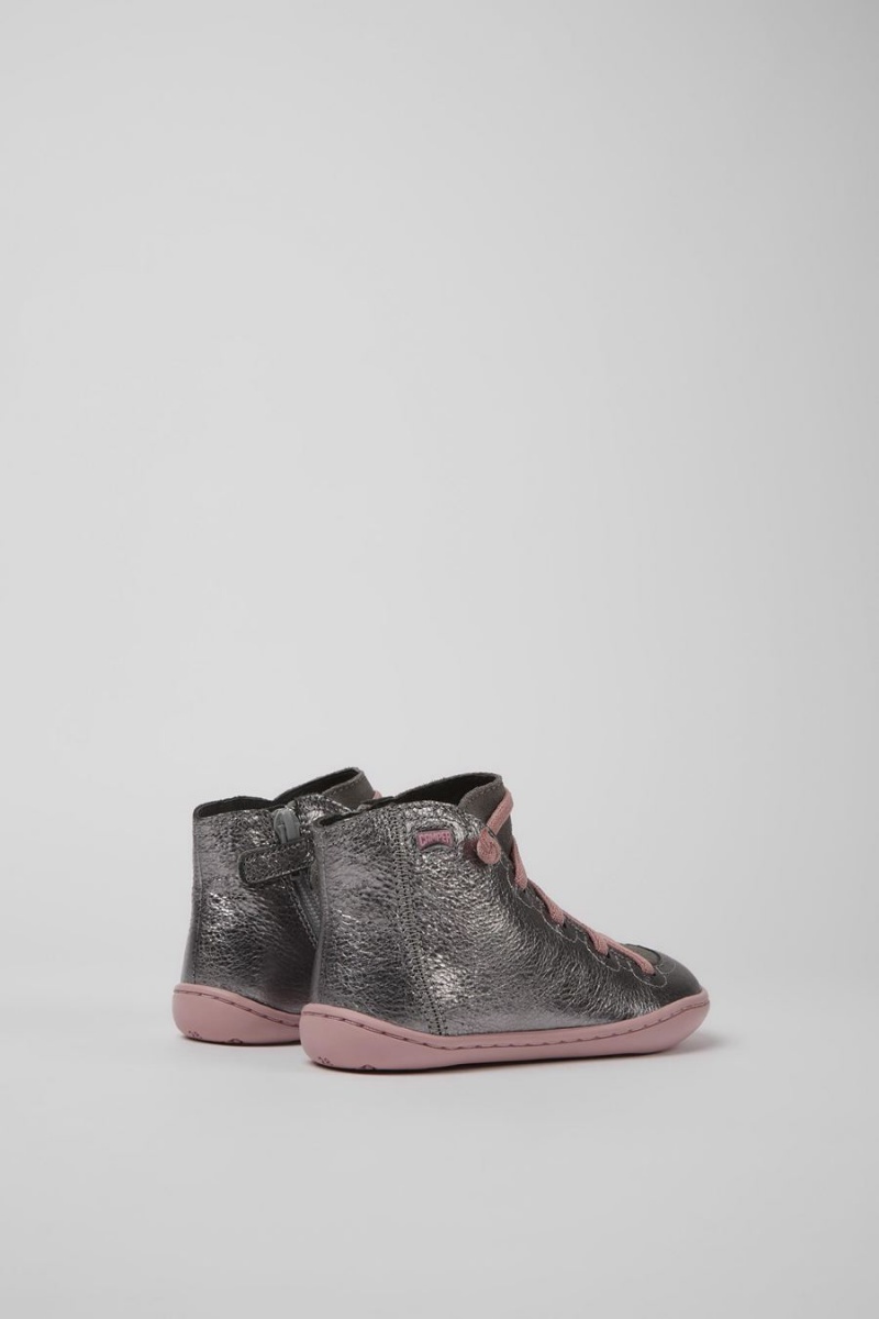 Botas Camper Peu Cuero Nubuck Niña Plateadas | AMBEN-3652
