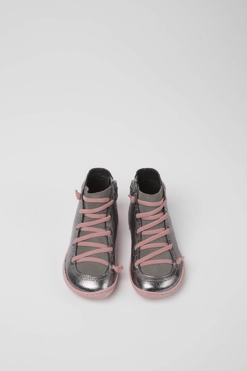Botas Camper Peu Cuero Nubuck Niña Plateadas | AMBEN-3652