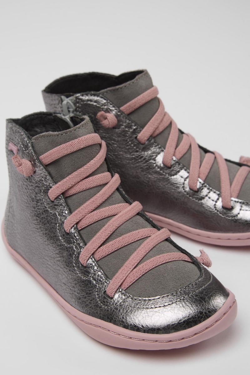 Botas Camper Peu Cuero Nubuck Niña Plateadas | AMBEN-3652