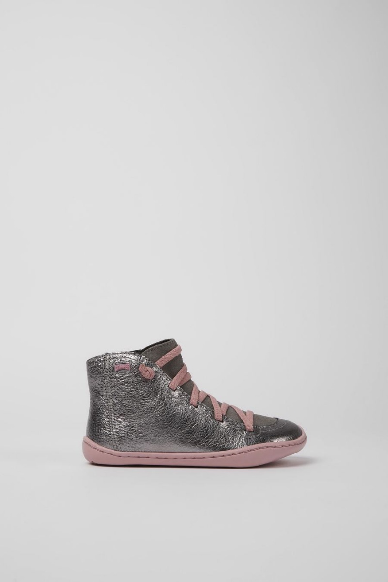 Botas Camper Peu Cuero Nubuck Niña Plateadas | AMBEN-3652