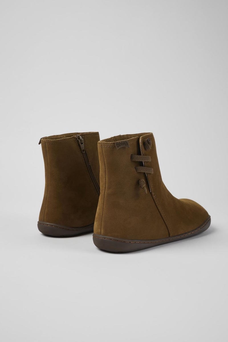 Botas Camper Peu Nubuck Ankle Mujer Marrones | YFQKM-9482