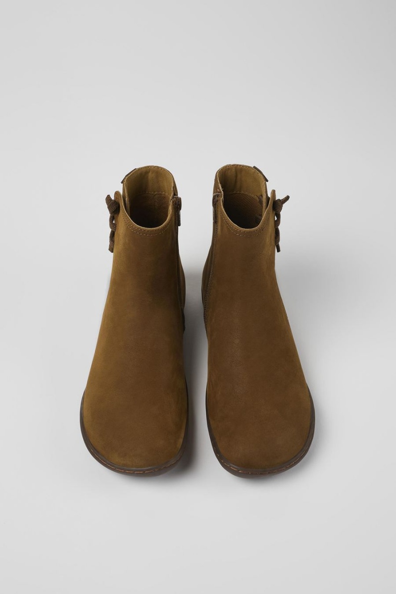 Botas Camper Peu Nubuck Ankle Mujer Marrones | YFQKM-9482