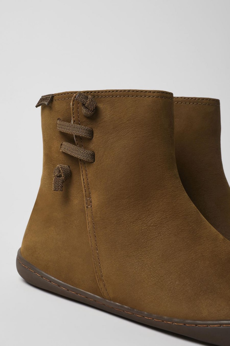Botas Camper Peu Nubuck Ankle Mujer Marrones | YFQKM-9482