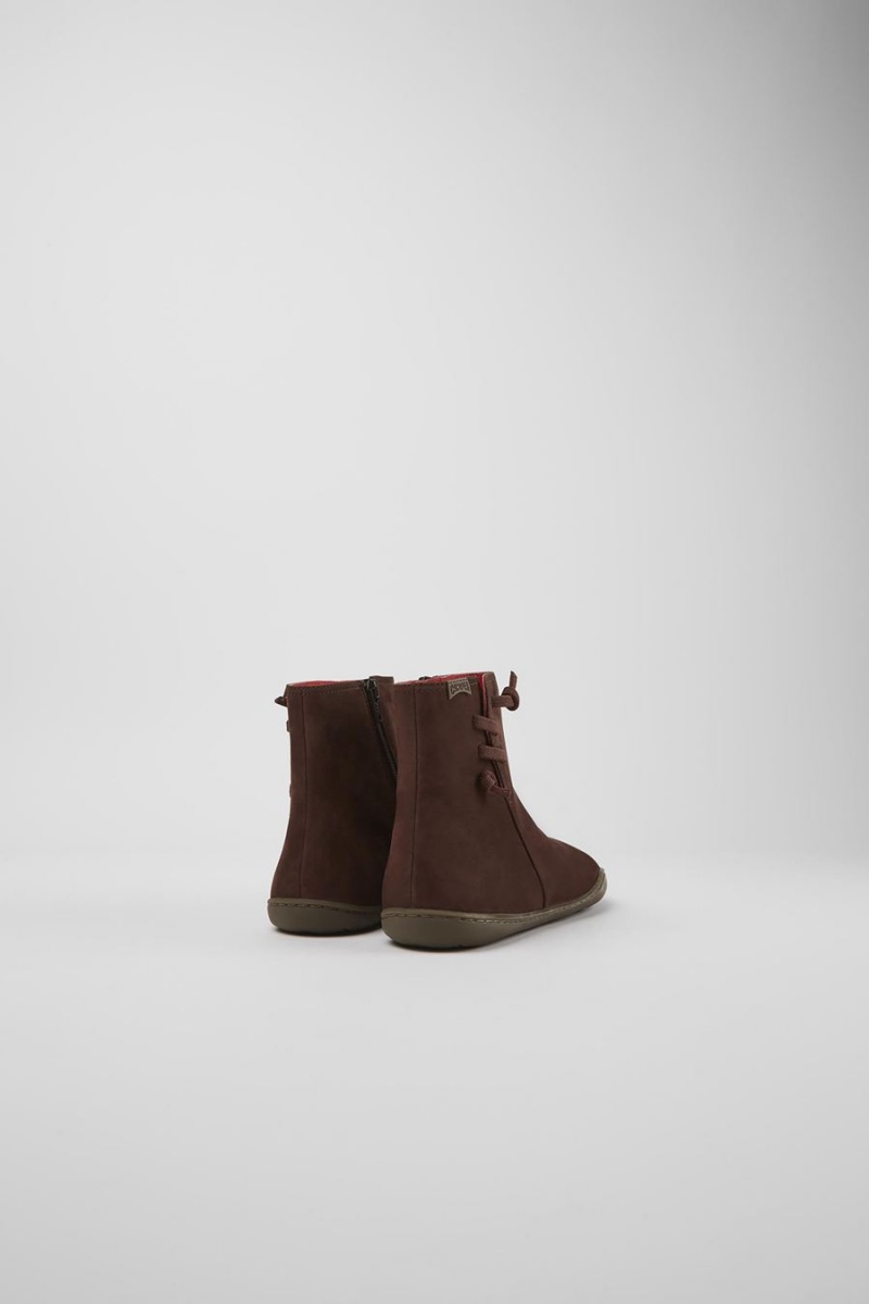 Botas Camper Peu Nubuck Ankle Mujer Marrones | ZXQAF-3560