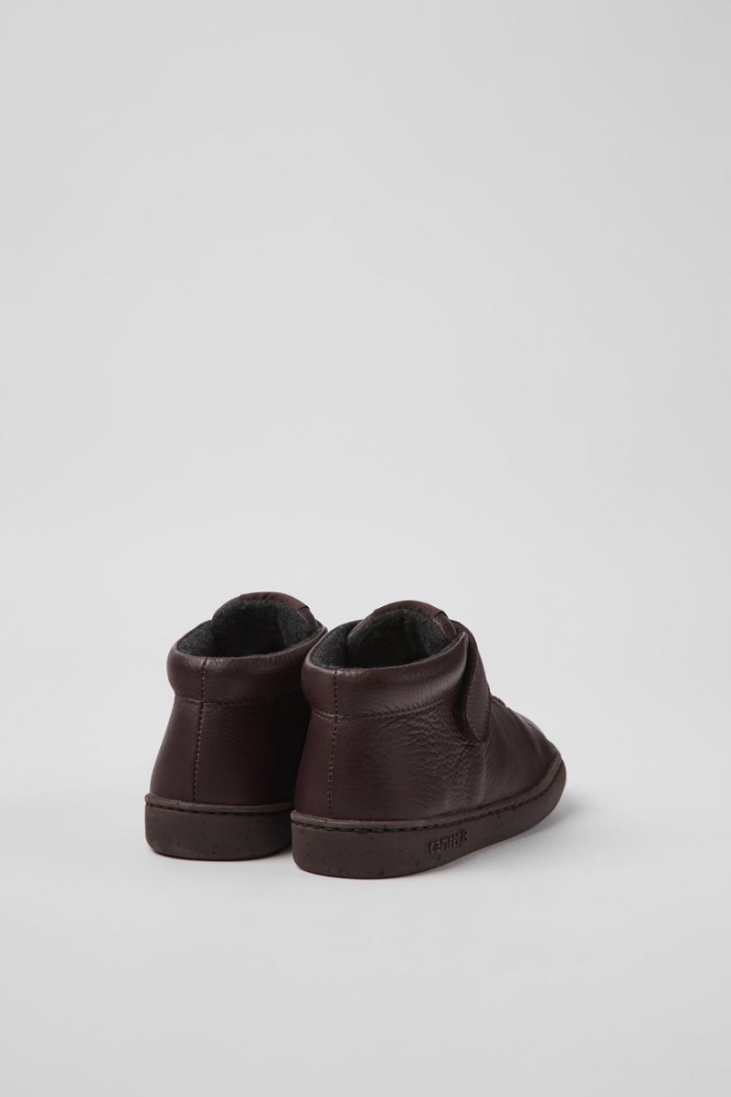 Botas Camper Peu Touring Cuero Ankle Niño Burdeos | ETIYM-6738