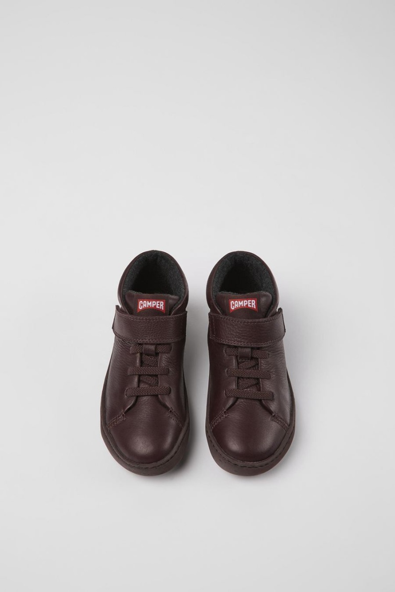 Botas Camper Peu Touring Cuero Ankle Niño Burdeos | ETIYM-6738