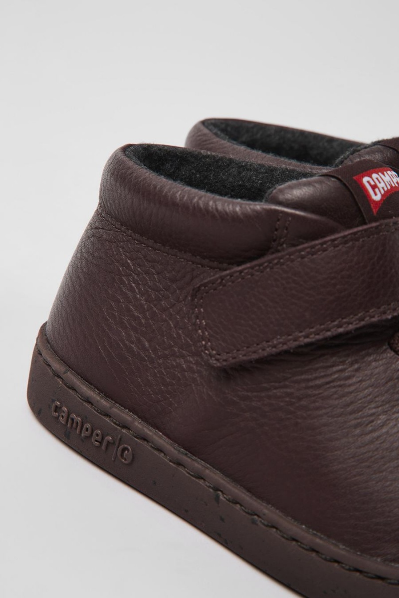 Botas Camper Peu Touring Cuero Ankle Niño Burdeos | ETIYM-6738
