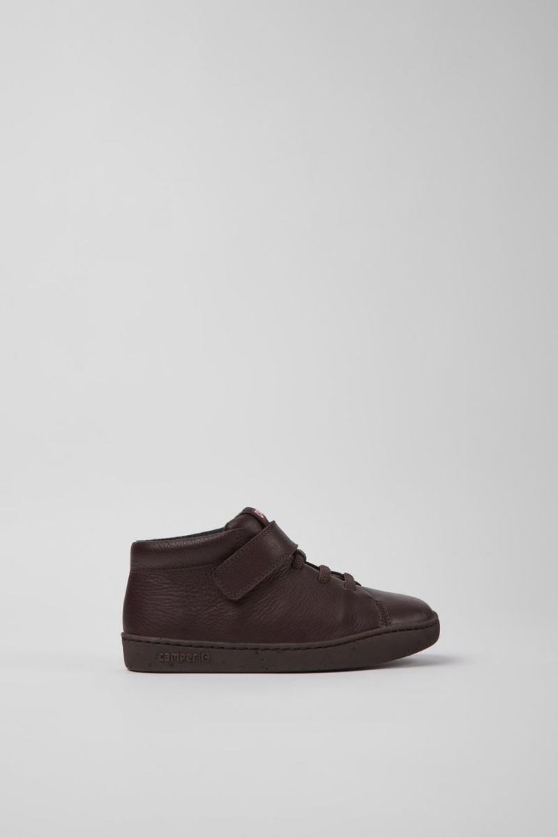 Botas Camper Peu Touring Cuero Ankle Niño Burdeos | ETIYM-6738