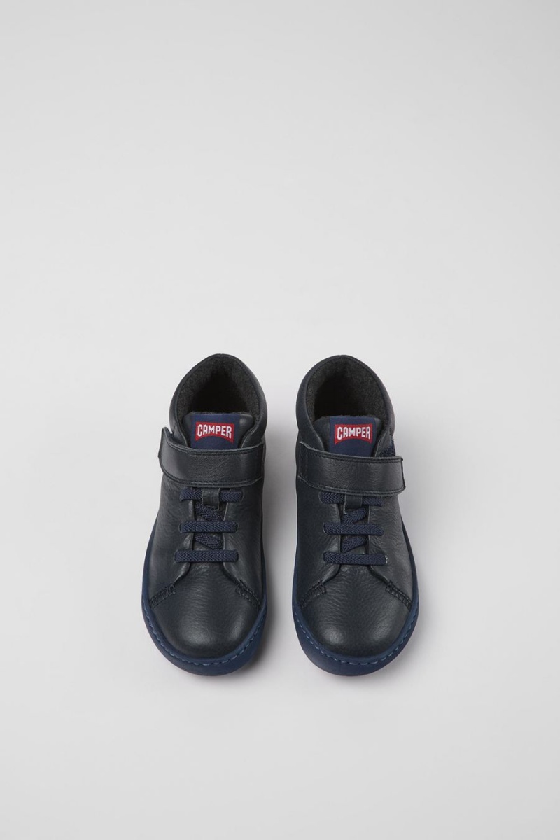 Botas Camper Peu Touring Cuero Ankle Niño Azules | NPEXB-9513