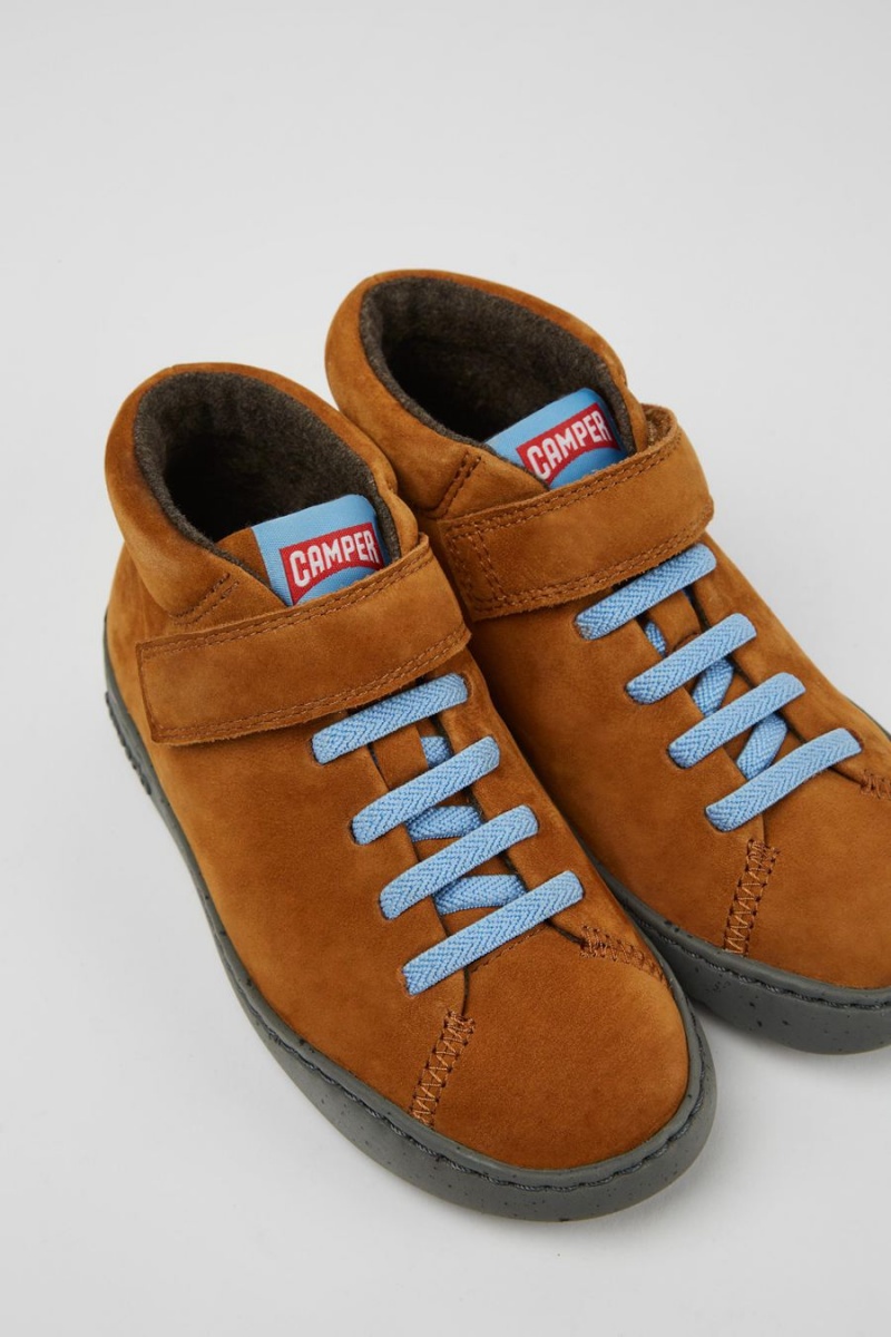 Botas Camper Peu Touring Nubuck Niño Marrones | VNYUD-9831