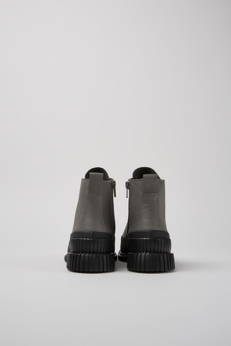 Botas Camper Pix Cuero Encaje up Mujer Gris | LQVND-7806