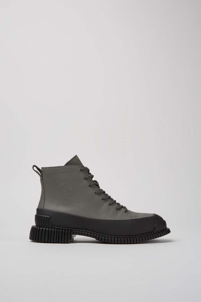 Botas Camper Pix Cuero Encaje up Mujer Gris | LQVND-7806