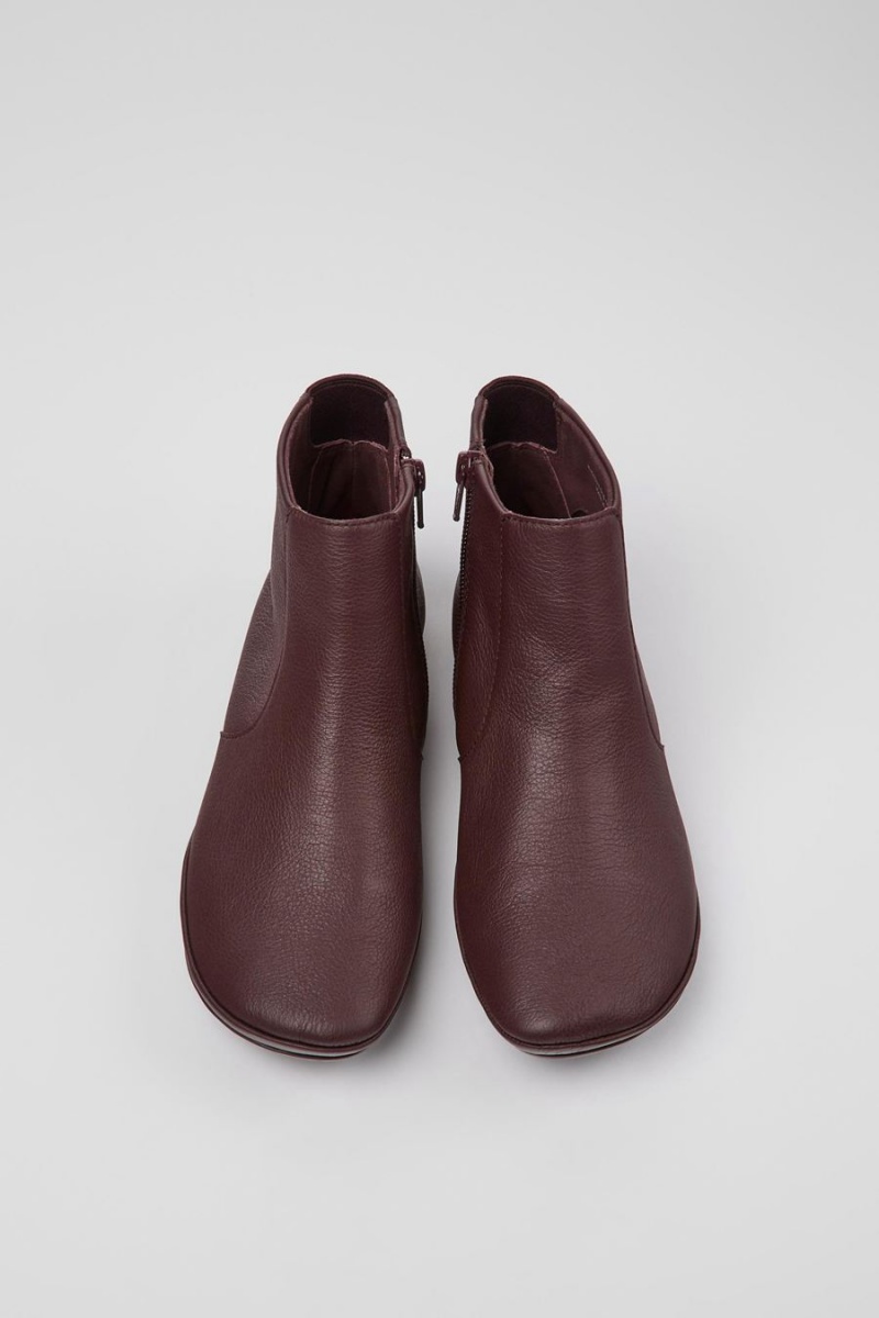 Botas Camper Right Cuero Ankle Mujer Burdeos | LBNWV-9527