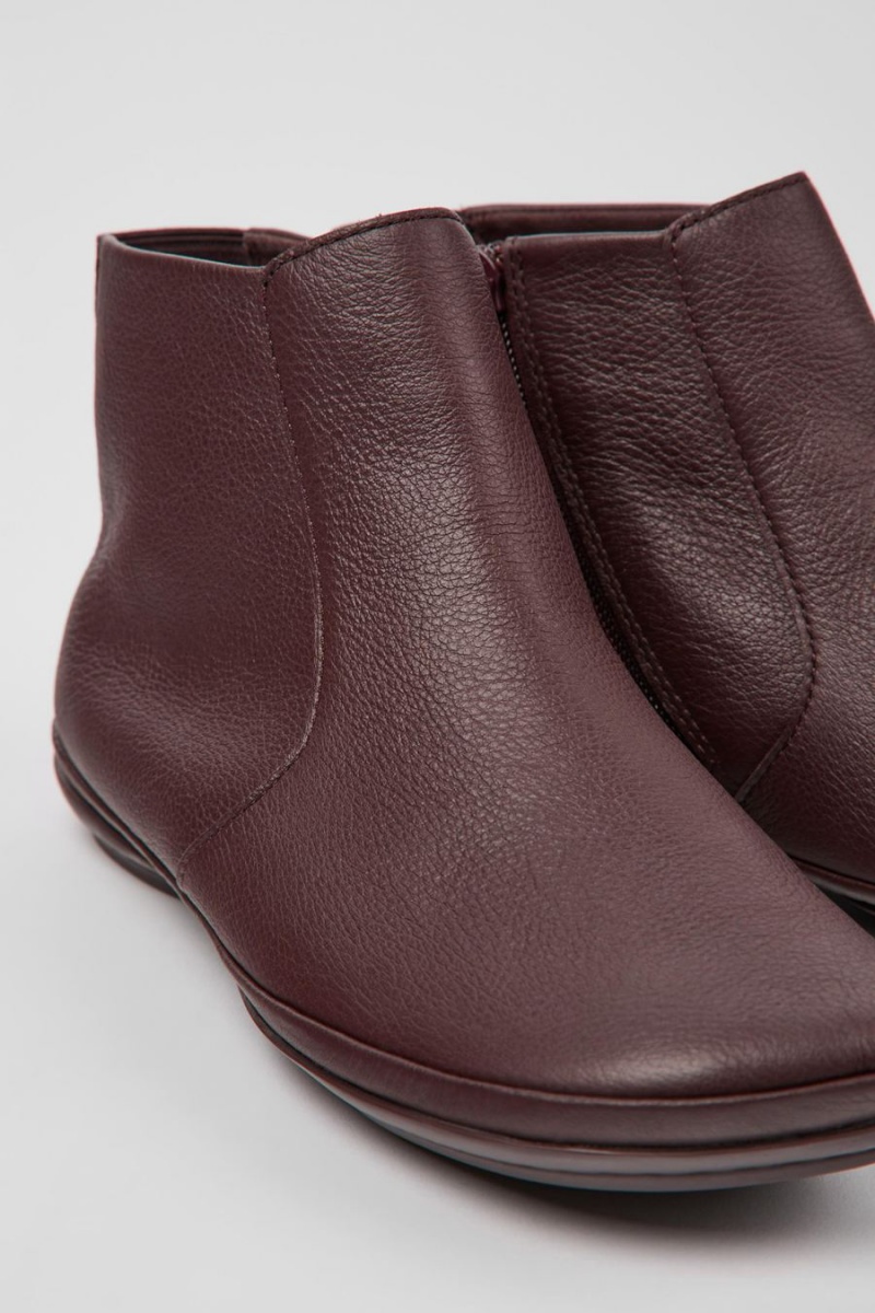 Botas Camper Right Cuero Ankle Mujer Burdeos | LBNWV-9527