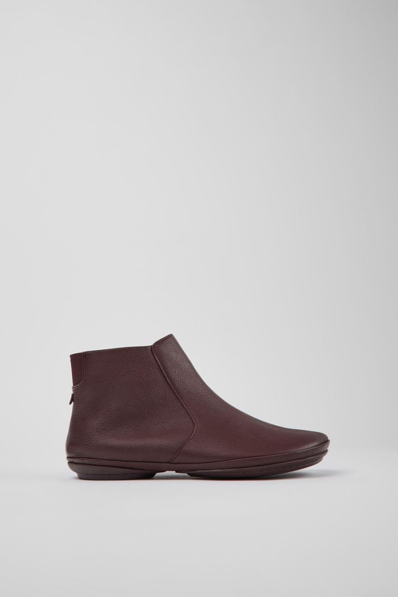 Botas Camper Right Cuero Ankle Mujer Burdeos | LBNWV-9527