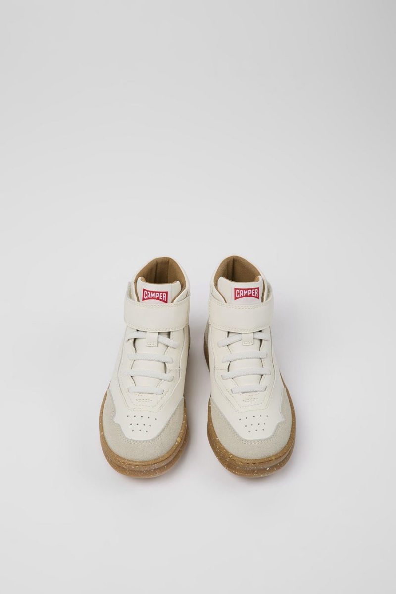 Botas Camper Runner Cuero Nubuck Ankle Niño Blancas | VANIC-8427